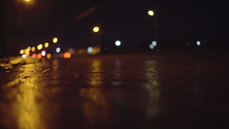 blurred lights of cars on a city street. an empty street, an empty road.