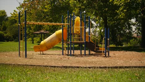 abandoned old playground with two slides