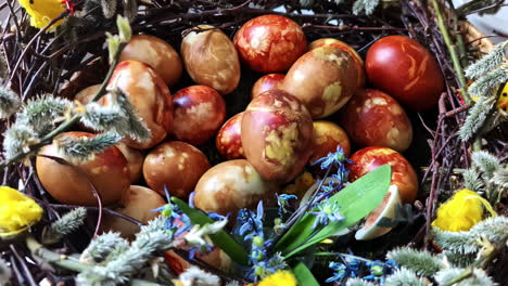 easter eggs red paint painted basked orthodox religious tradition ethnic decoration