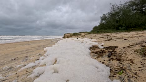 foamy beach during cyclone alfred at gold coast