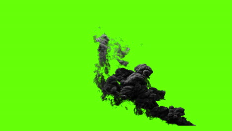 dense black smoke plume on green screen, vfx element