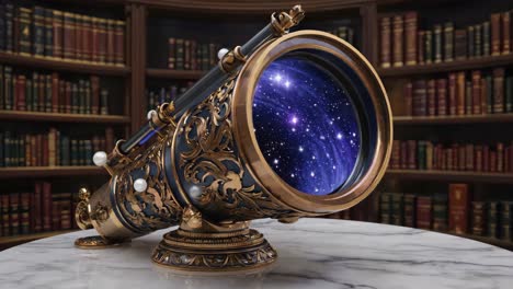 telescope in a library