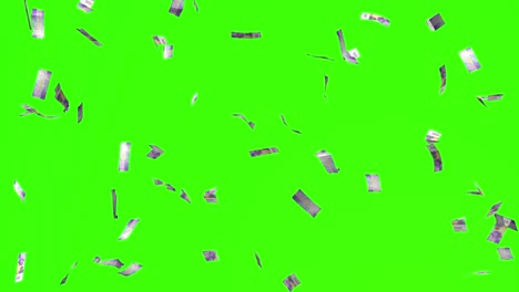1000 franc bills swiss money falling rain green screen chroma key animation 3d