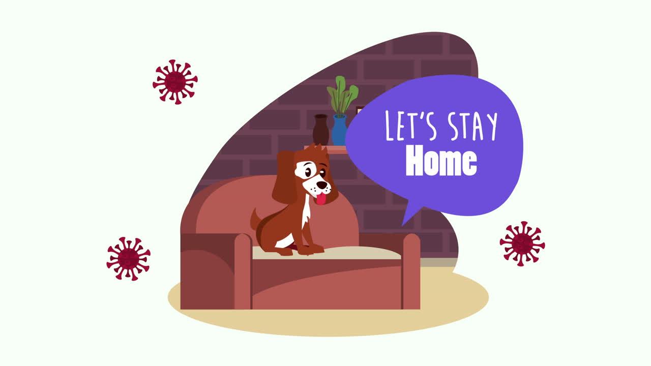 campaña de quedarse en casa con el perro en el sofá