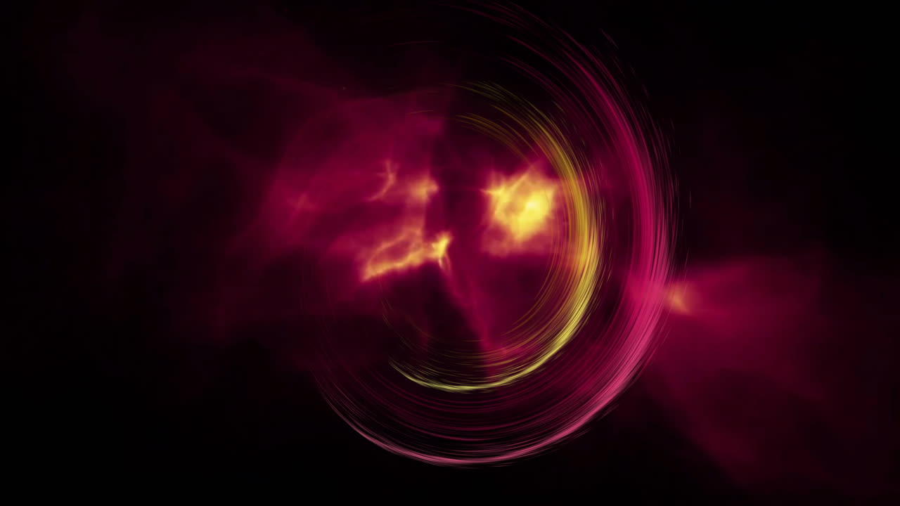 animación de rastros de luz coloridos y puntos que forman círculos sobre un fondo negro