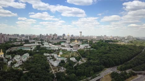 aerial view of kiev-pechersk lavra ukrainian orthodox monastery