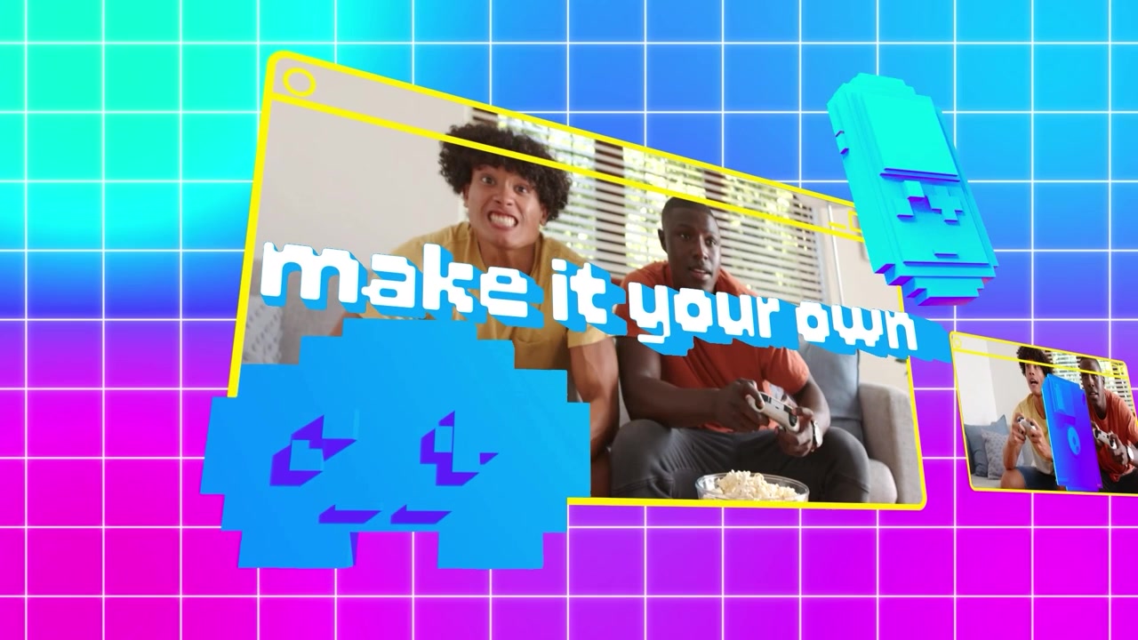 Dynamic 8-Bit Retro Style Video Slideshow Featuring Gamers