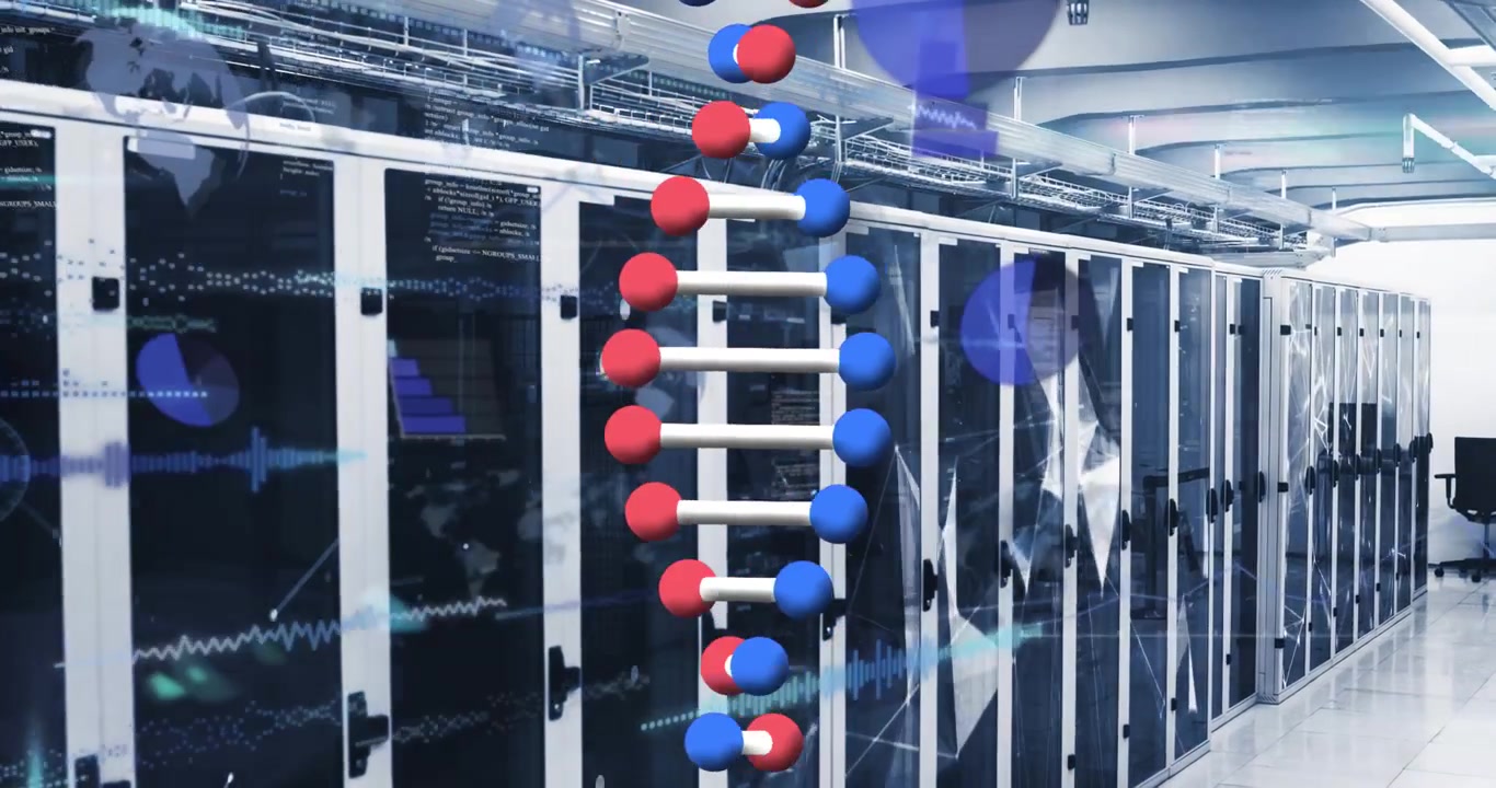 Animation of data processing over server room