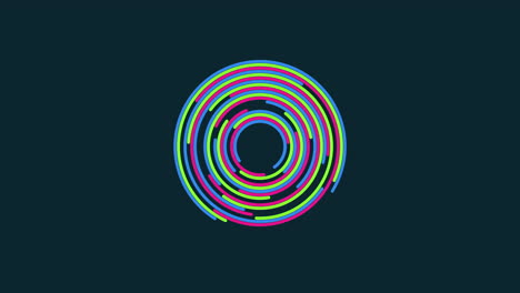 líneas de colores vibrantes forman un círculo flotante en un fondo negro