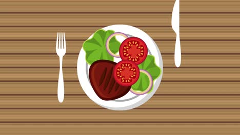 deliciosa ensalada de carne lechuga tomate
