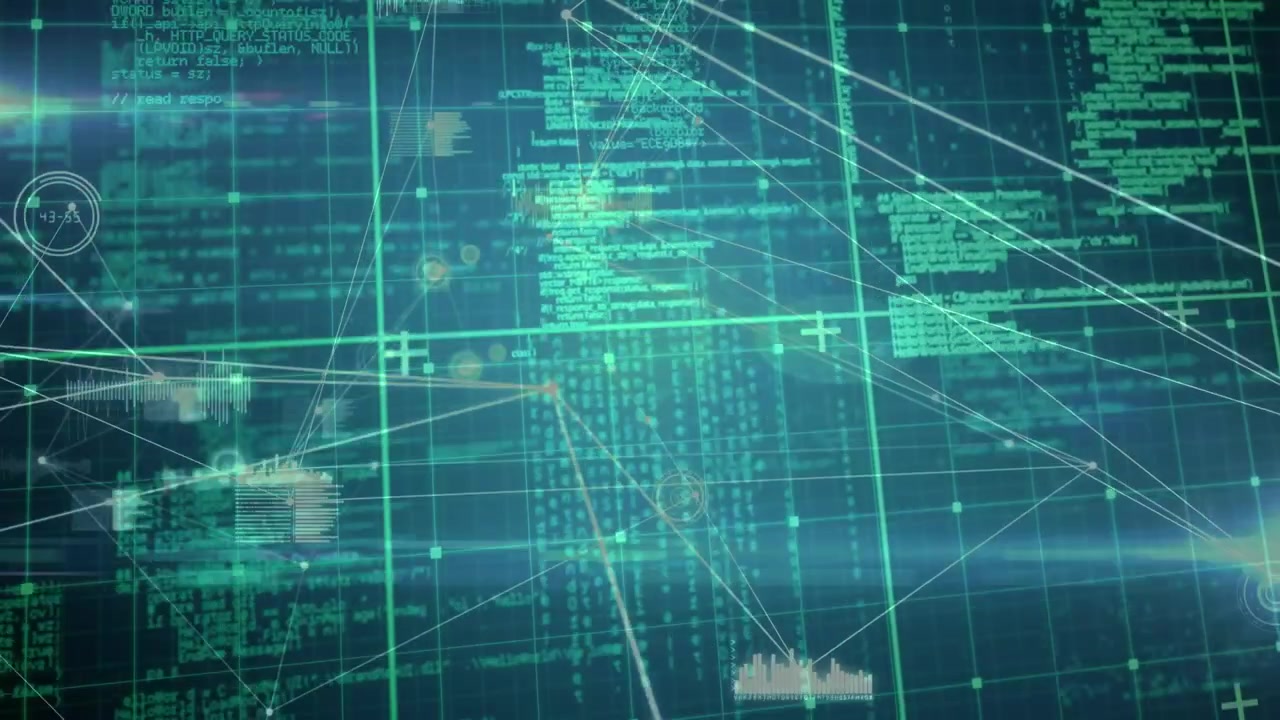 Animation of data processing and network of connections