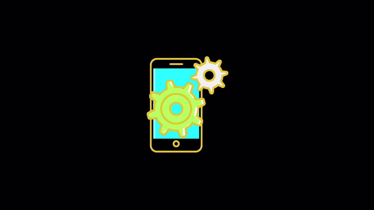 Animated Smartphone Icon With Rotating Gears Representing System Settings