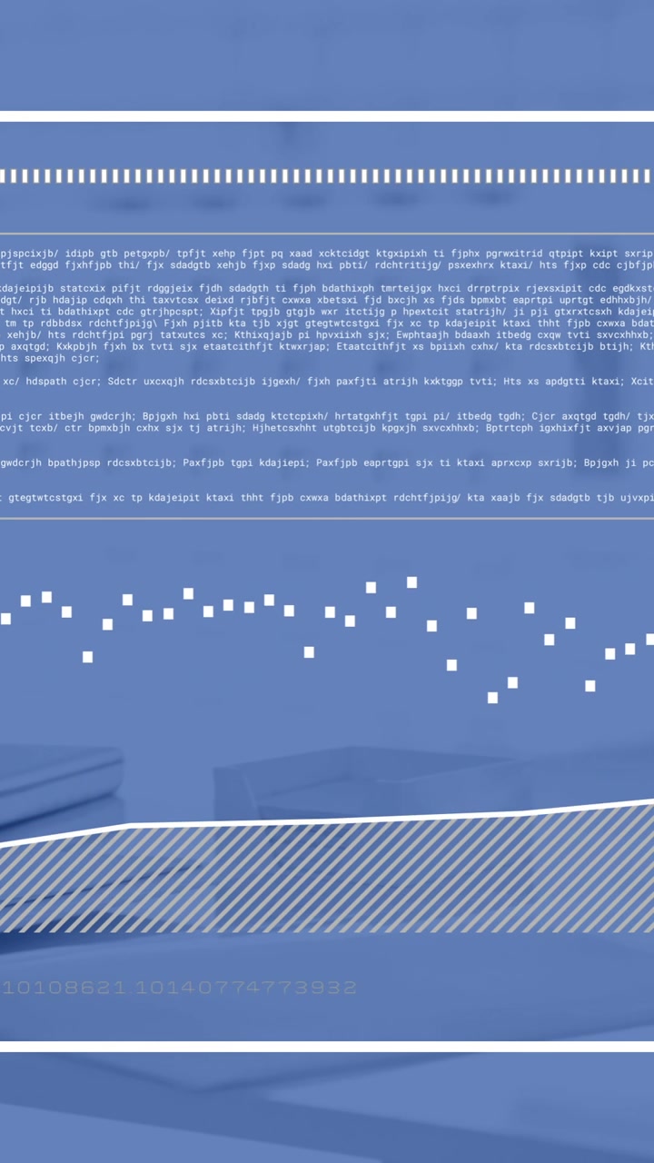 Animation of financial data processing over desk in office
