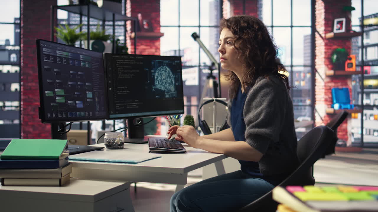 Admin writing code doing maintenance on artificial intelligence neural networks