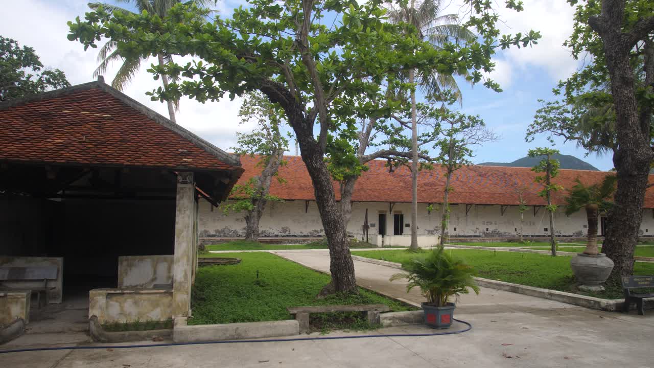 Colonial building at Phu Hai Camp, Con Dao Island, Vietnam, with historic architecture