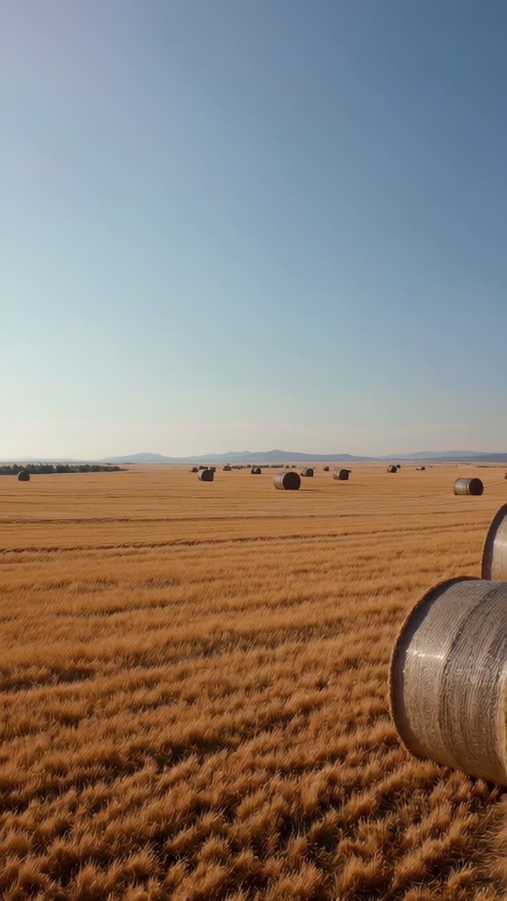 Golden Fields and Hay Bales at Harvest Time