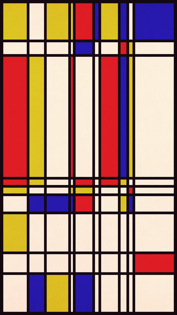Animazione dinamica con motivo geometrico astratto in stile Mondrian
