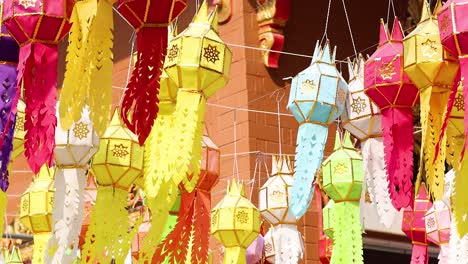 colorful lanterns swaying in khao yai, thailand