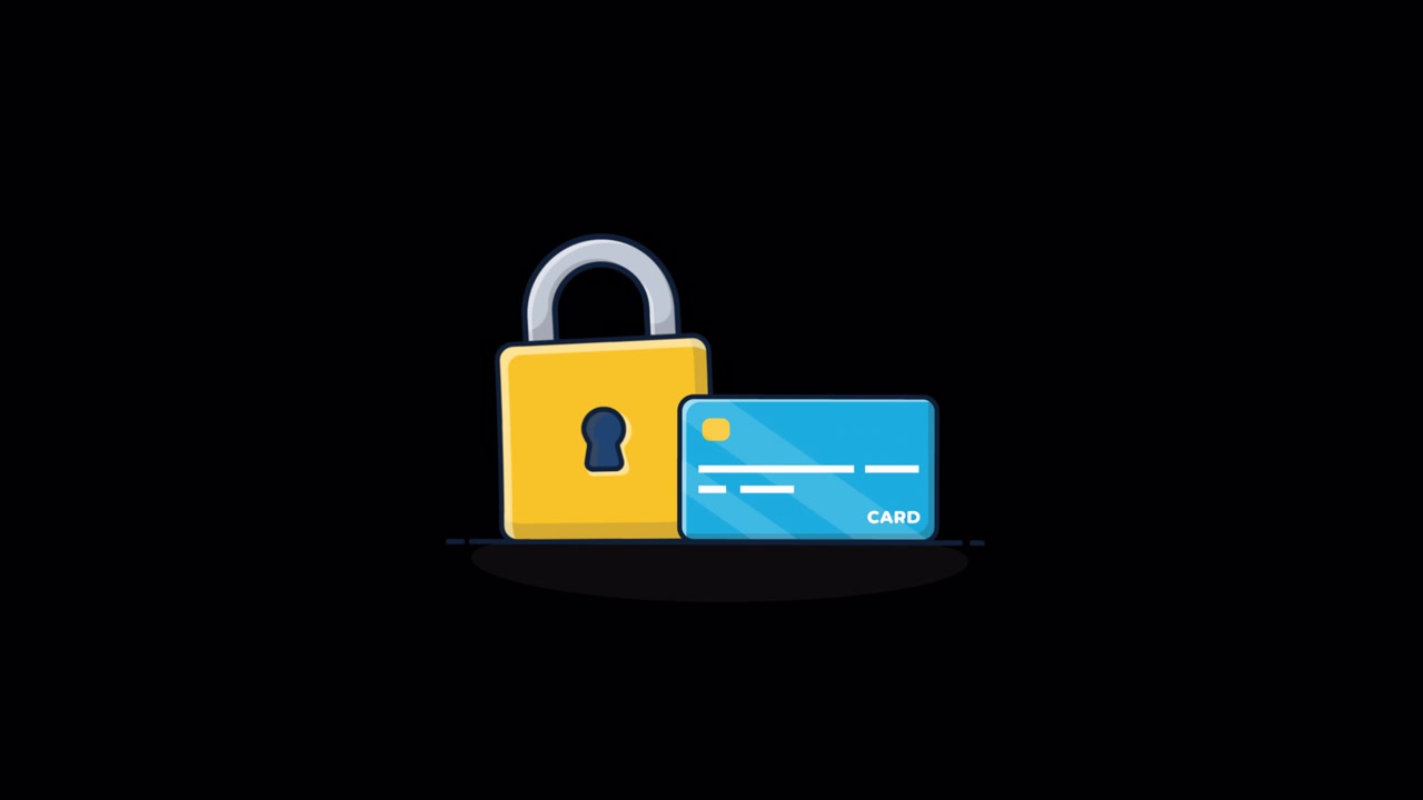 Animated Padlock and Credit Card for Data Security