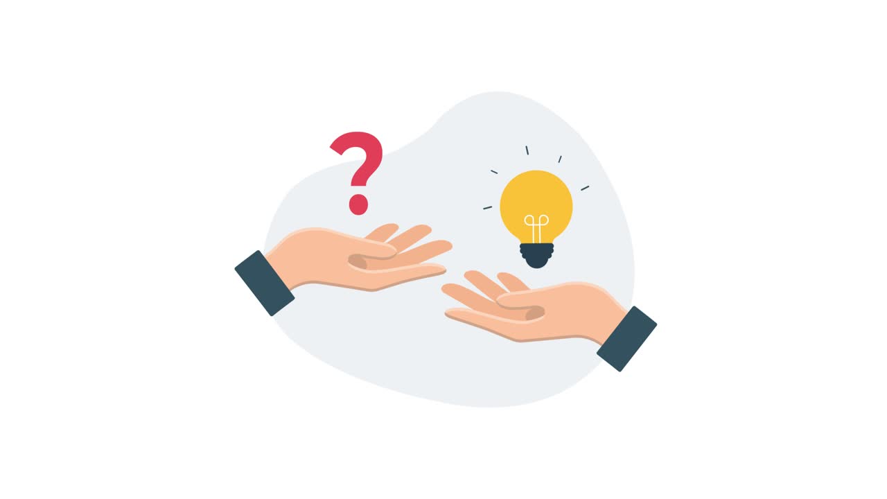 Animated Illustration of Hands Exchanging Question and Idea