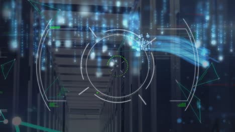 animation of data processing over server room