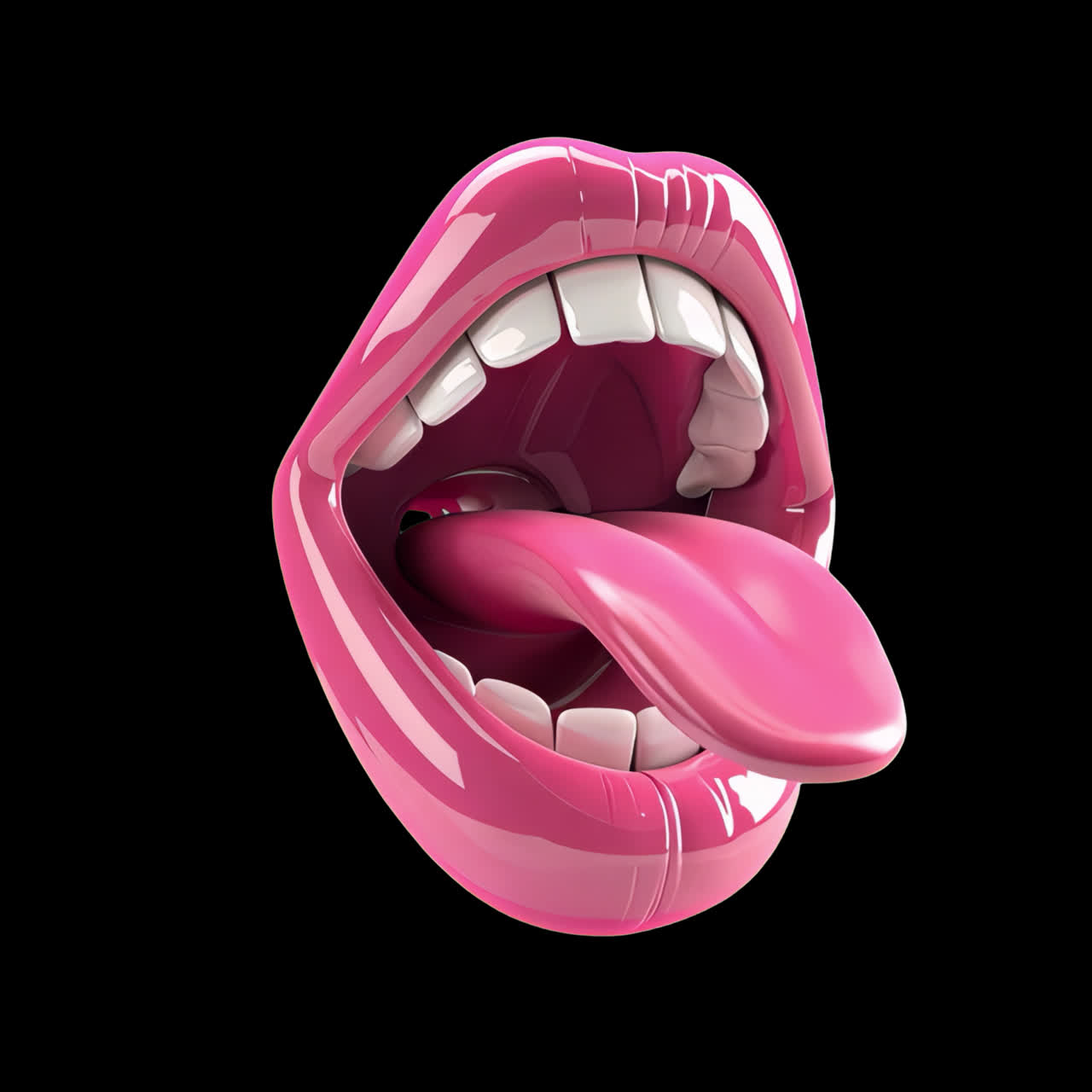 Vibrant surreal mouth illustration animation isolated asset, transparent 4K video, alpha channel