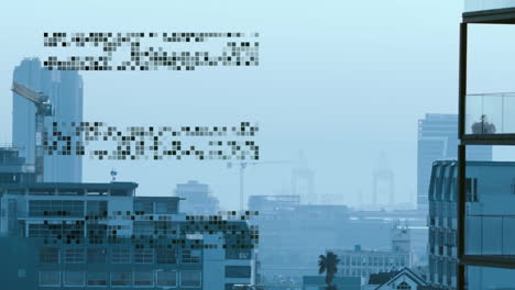 animación del procesamiento de datos sobre el paisaje urbano