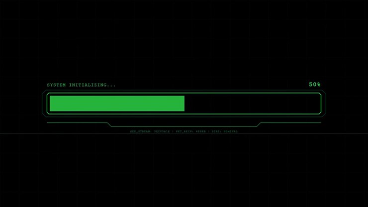 Digital Progress Bar Loading on Dark Tech Interface