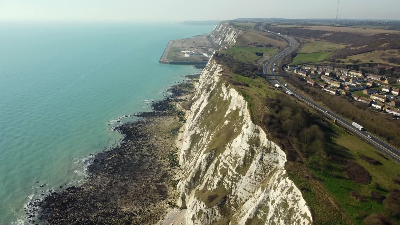 Aerial View of the White Cliffs of Dover Coastline