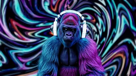 groovy gorilla with headphones