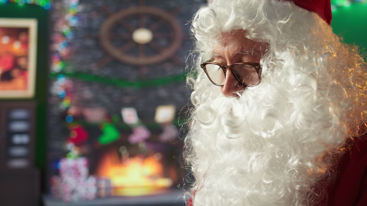 Santa Claus near Fireplace