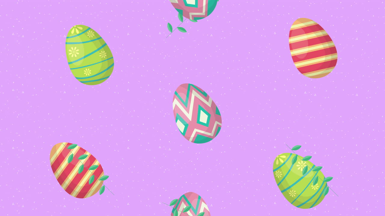 happy easter animated card with eggs painted pattern