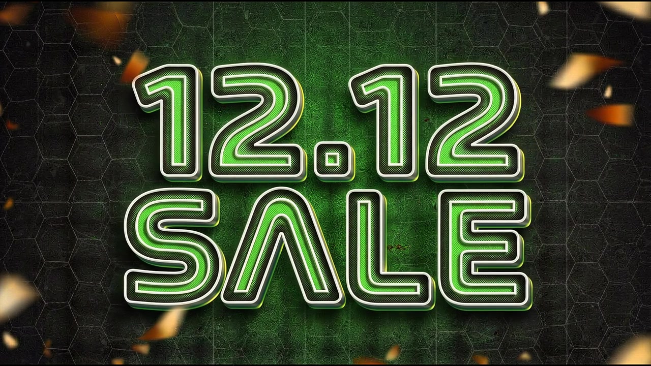 12.12 Sale Neon Advertising Animation with Glowing Typography