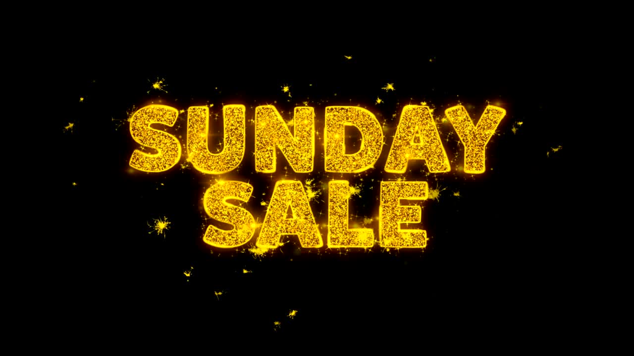 일요일 판매 텍스트는 검은 바탕에 입자를 불꽃으로 만니다.