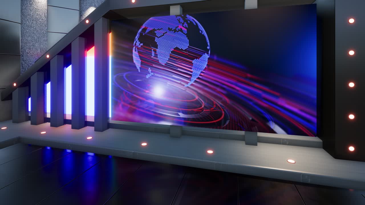 tv 뉴스 스튜디오 세트 - 가상 녹색 화면 배경 루프