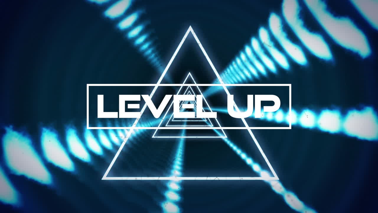 animación de nivel arriba sobre el túnel hecho de triángulos y luces y fondo marino