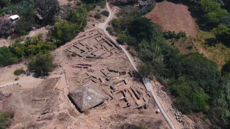 4k daytime drone aerial footage with archaeological site of kotosh near huanuco in peru