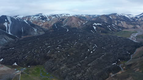 Drone-view-of-Eyjafjallajokull-volcano-and-lava-formations-from-2010-eruption.-Aerial-view-of-amazing-glacier-valley-of-Thorsmork-in-Iceland.-Amazing-on-earth