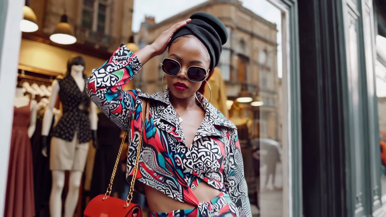 Stilfuld afrikansk kvinde i trendy outfit