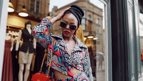 stylish african woman in trendy outfit
