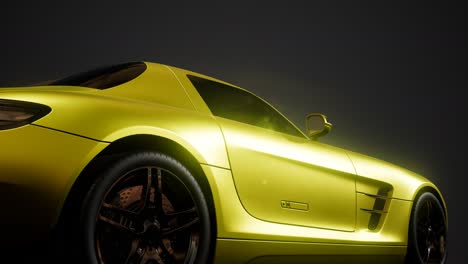 luxury sport car in dark studio with bright lights