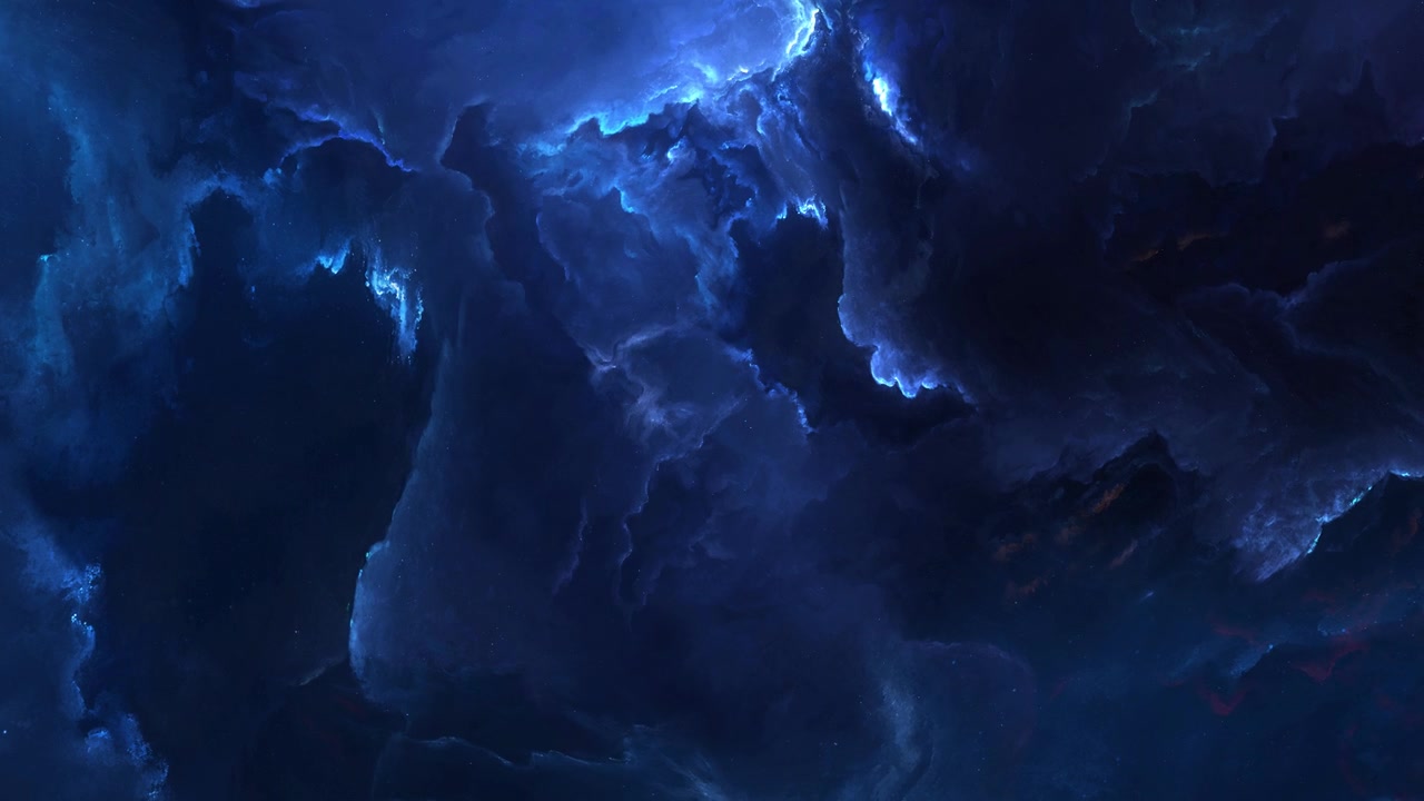 Fundo Abstrato em Movimento de Nuvens de Nebulosa Azuis Brilhantes