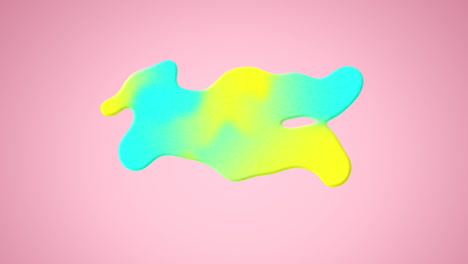 Animation of yellow and blue stain over pink background
