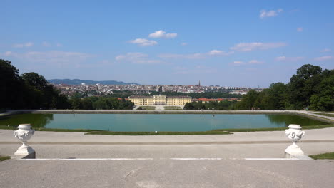 wide open view of beautiful schönbrunn castle in vienna, austria during fair weather