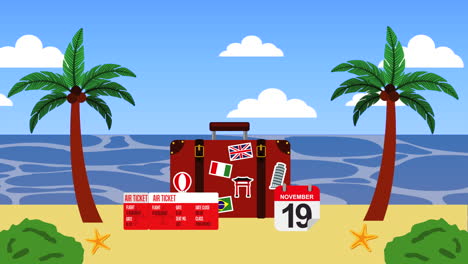 vacaciones de verano con maleta y accesorios