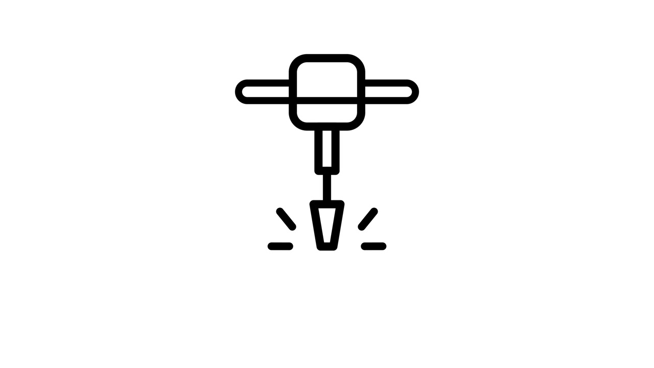 Jackhammer breaking concrete icon animation isolated on white background