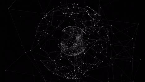 animación del globo con una red de conexiones con puntos brillantes sobre fondo negro