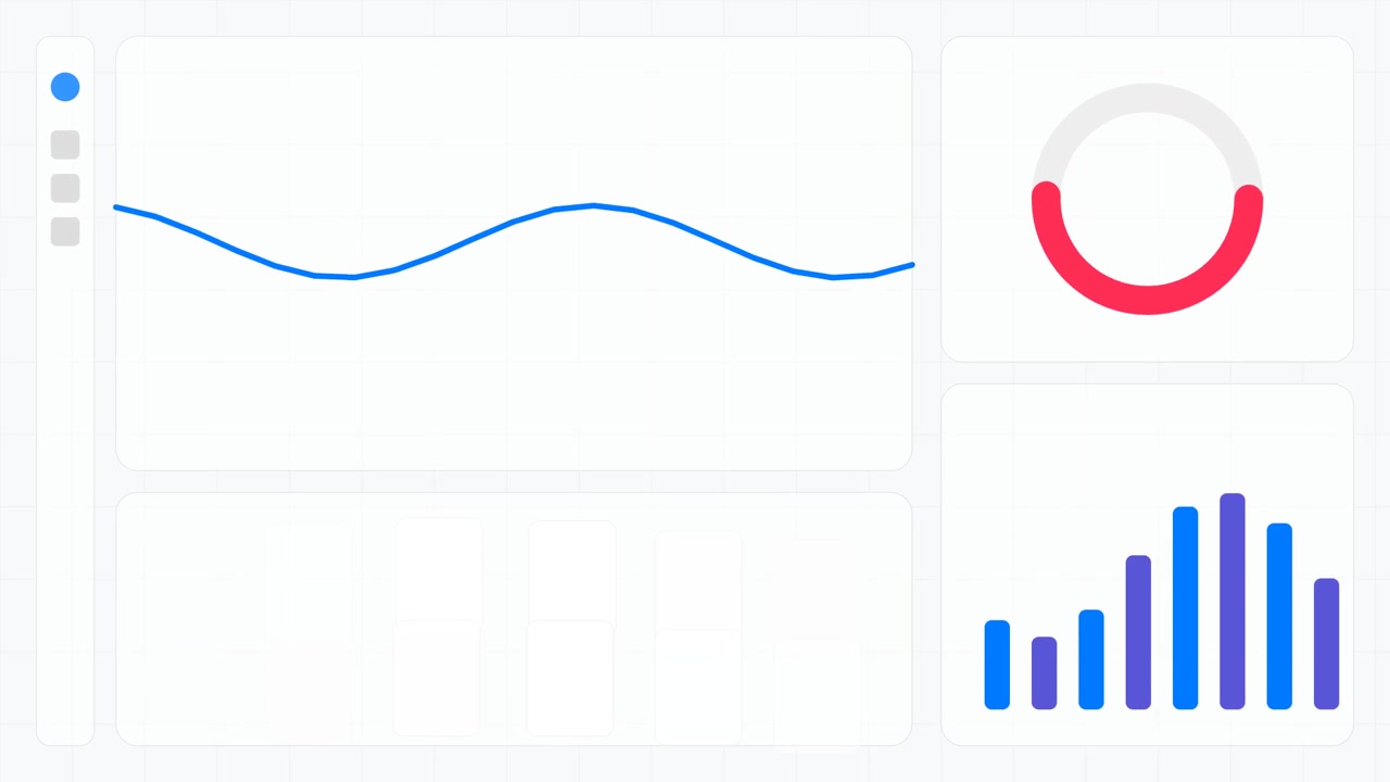 Interfaccia Dashboard Digitale con Grafici e Diagrammi di Dati Animati