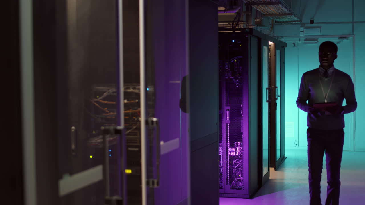 Man Working in Data Center