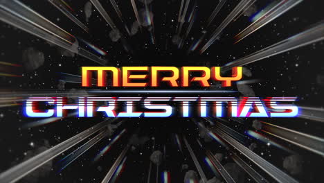 merry christmas with abstract lines and stars in galaxy in 90s style